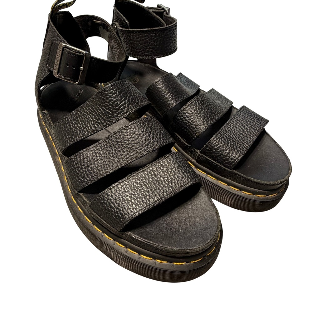 Dr. Martens Clarissa II Quad Black Leather Platform Sandals Womens 11 EU 43